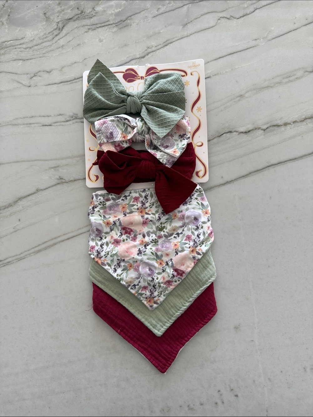 Baby Bow Headband and Bandana Bib Set
